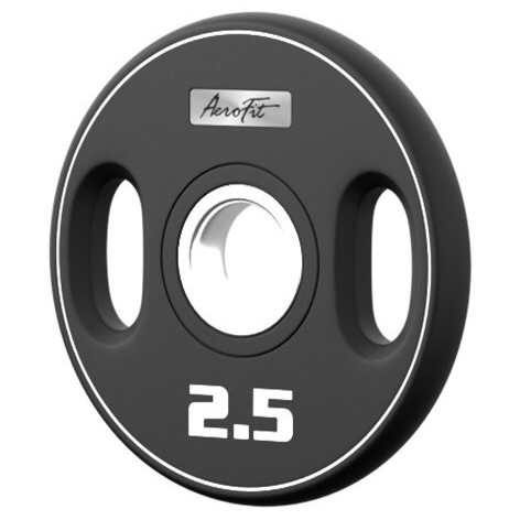 AeroFit AFPUPLB2.5 олимпийский полиуретановый диск 2,5 кг, черный, с 2-мя хватами