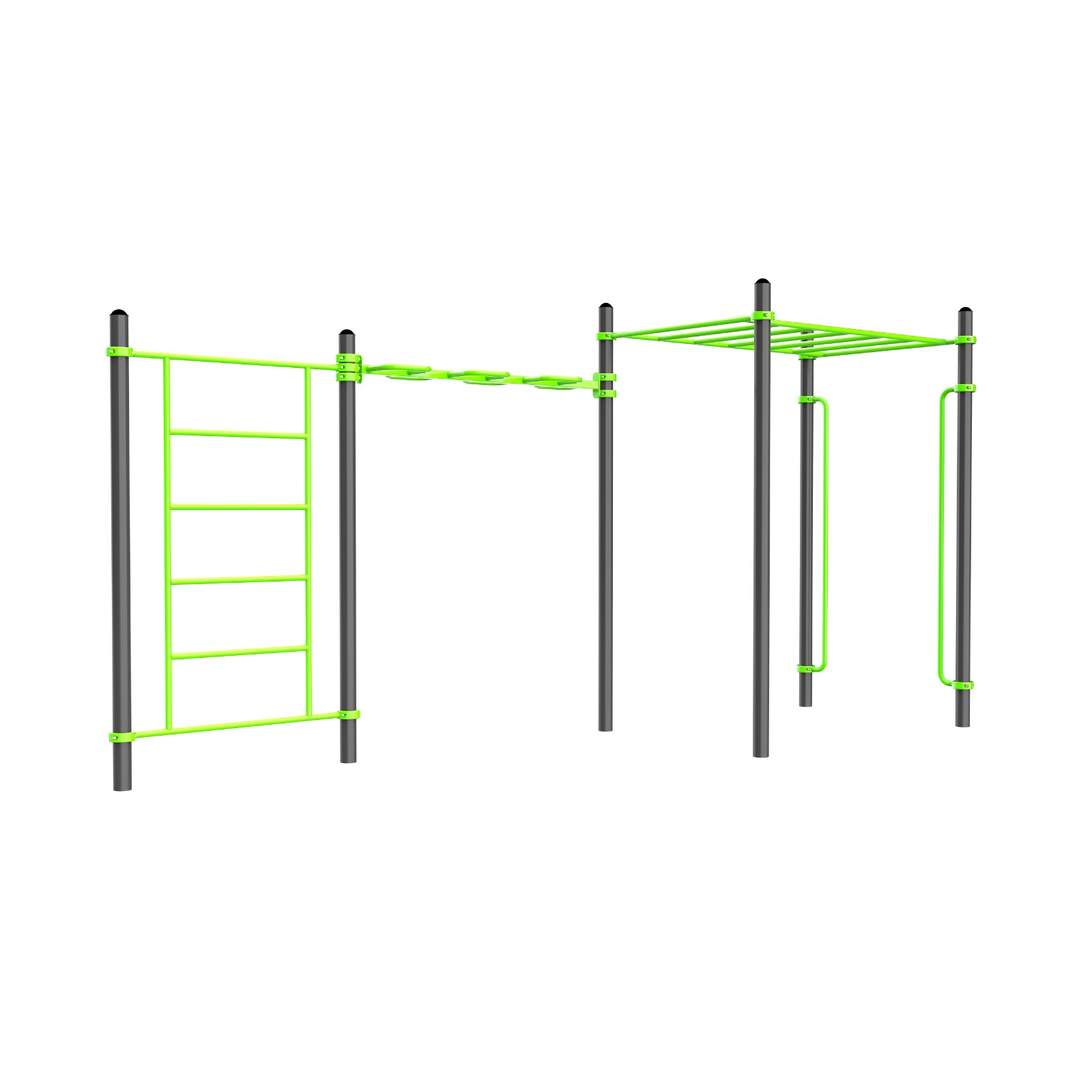 W323 Воркаут (шведская стенка, рукоход-змеевик и классический, перекладины вертикальные) ZAVODSPORTA